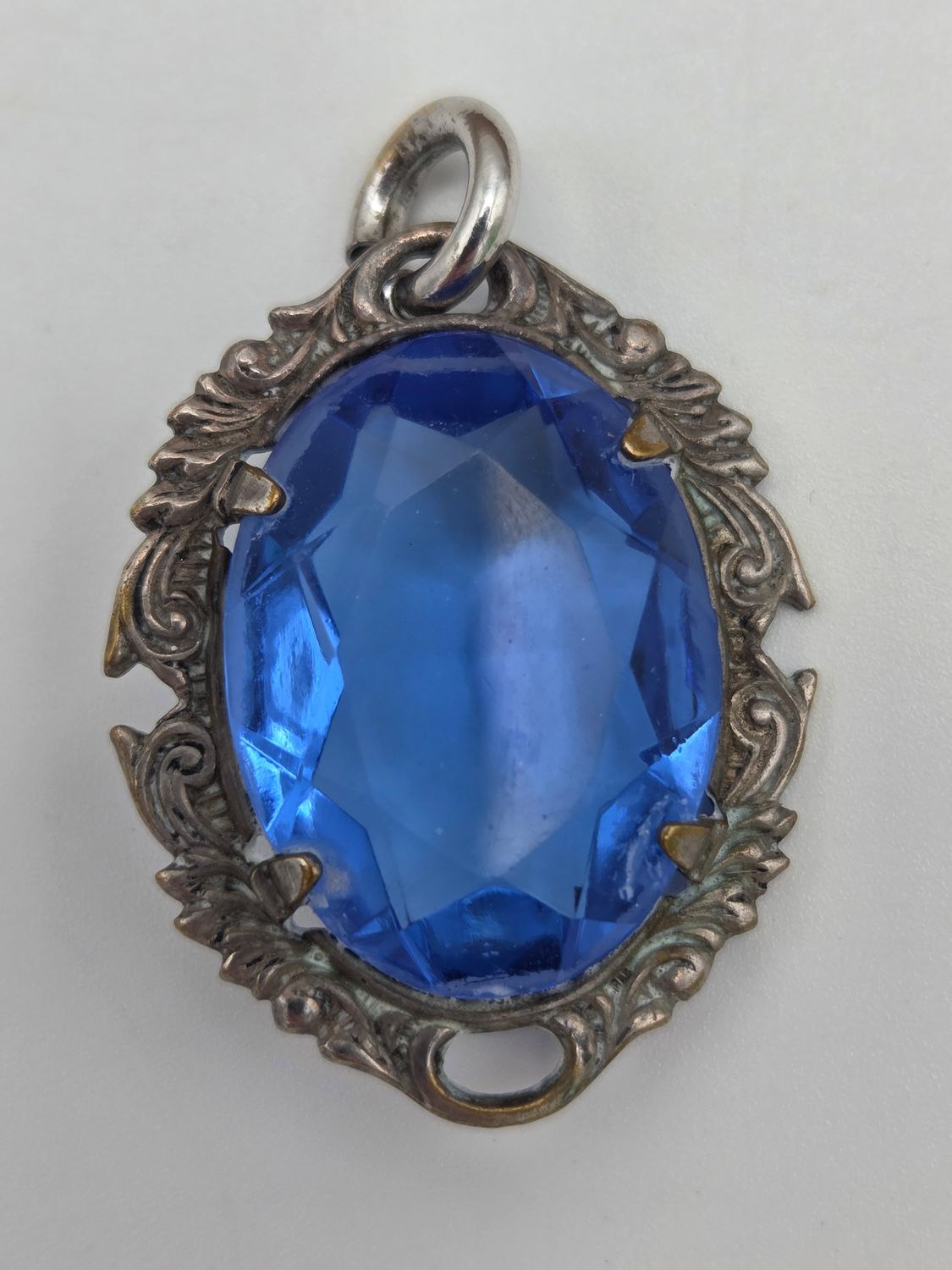 Blue Glass Victorian-Revival Pendant