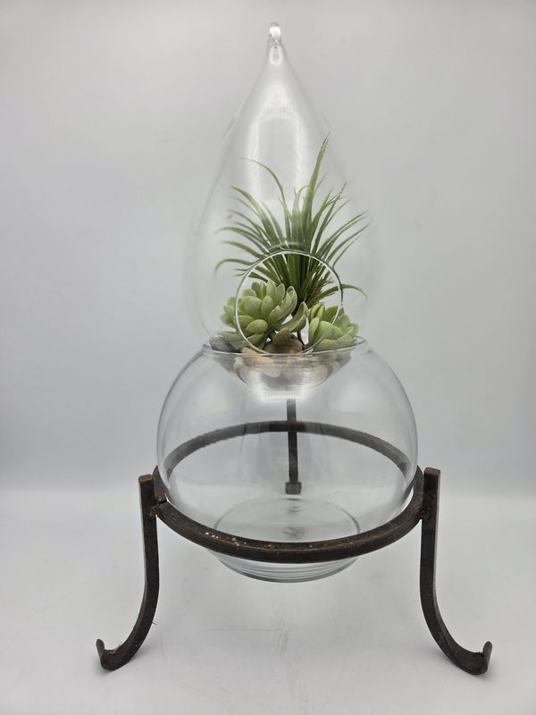Large Glass Terrarium Iron Stand