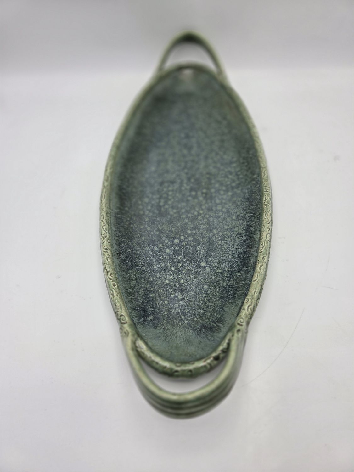 Signed Green Oval Serving Tray