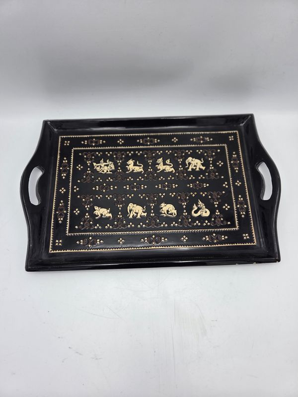 Black Elephant Lacquer Serving Tray