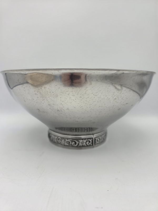 Stainless Floral Pedestal Serving Bowl