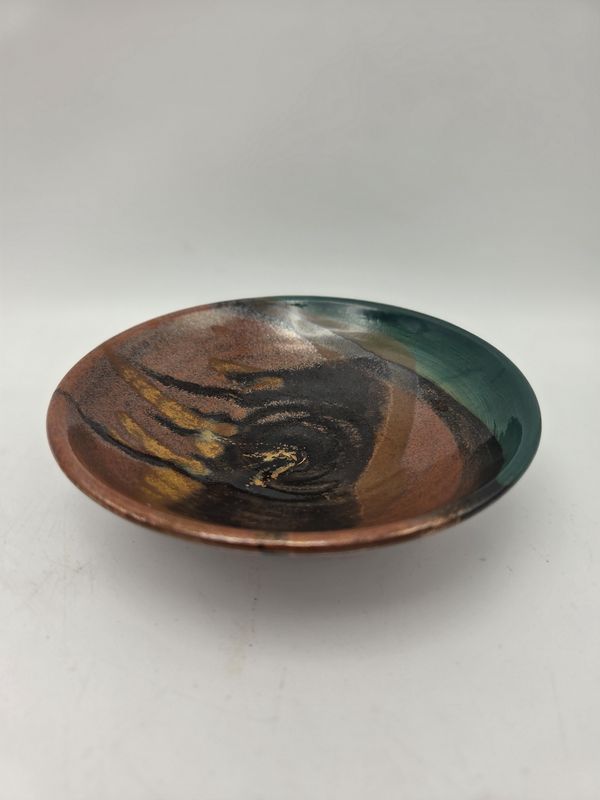 Abstract Swirl Glaze Ceramic Dish