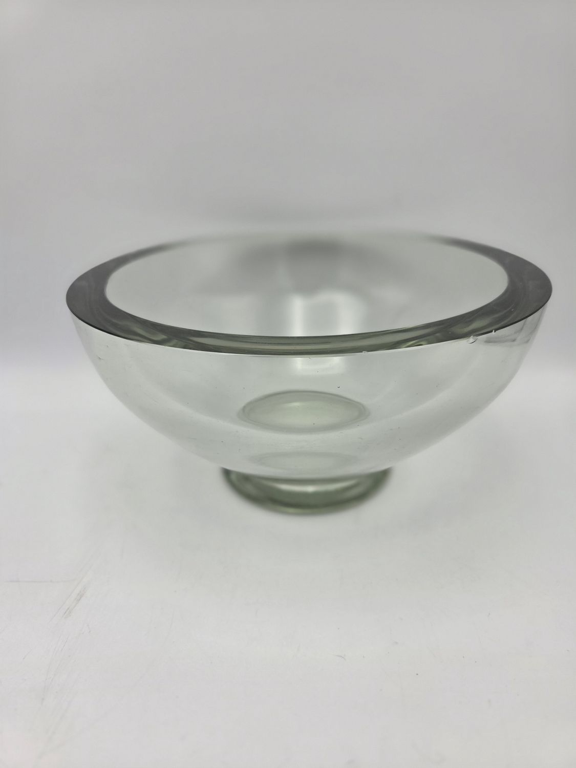 Thick Clear Glass Pedestal Bowl