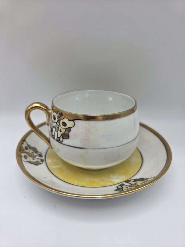 Antique Aich Czech Owl Teacup Saucer