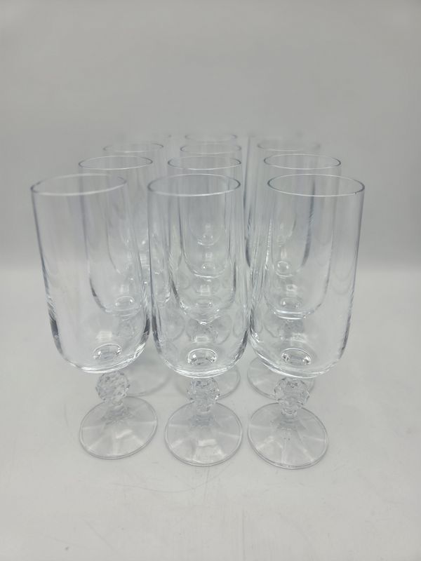 Set of 12 Clear Champagne Flutes