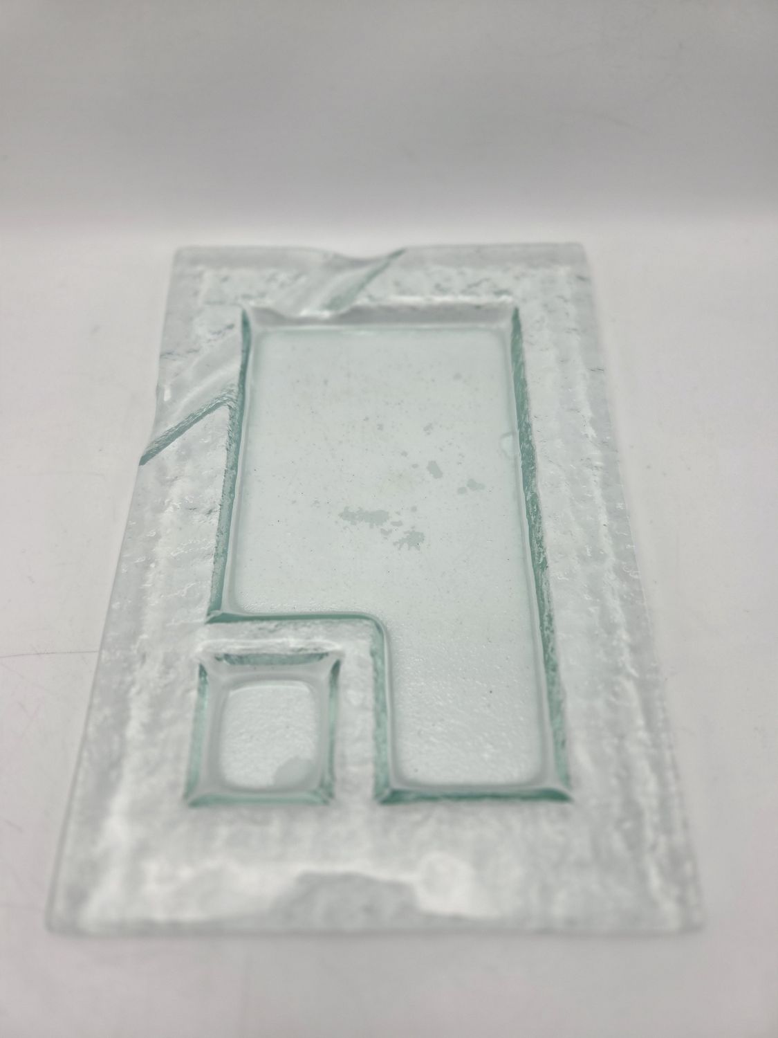 Set of 8 Frosted Aqua Glass Serving Trays