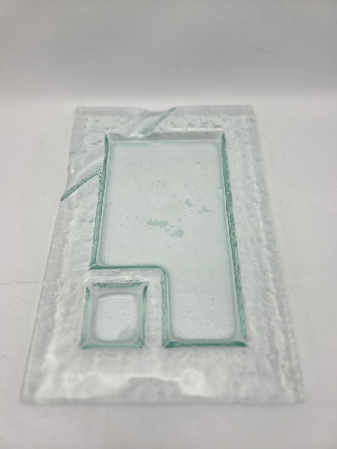 Set of 8 Frosted Aqua Glass Serving Trays