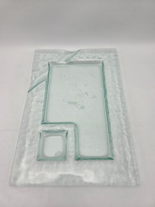 Set of 8 Frosted Aqua Glass Serving Trays