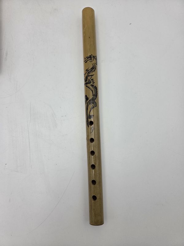 Vintage Bamboo Flute with Dragon Design