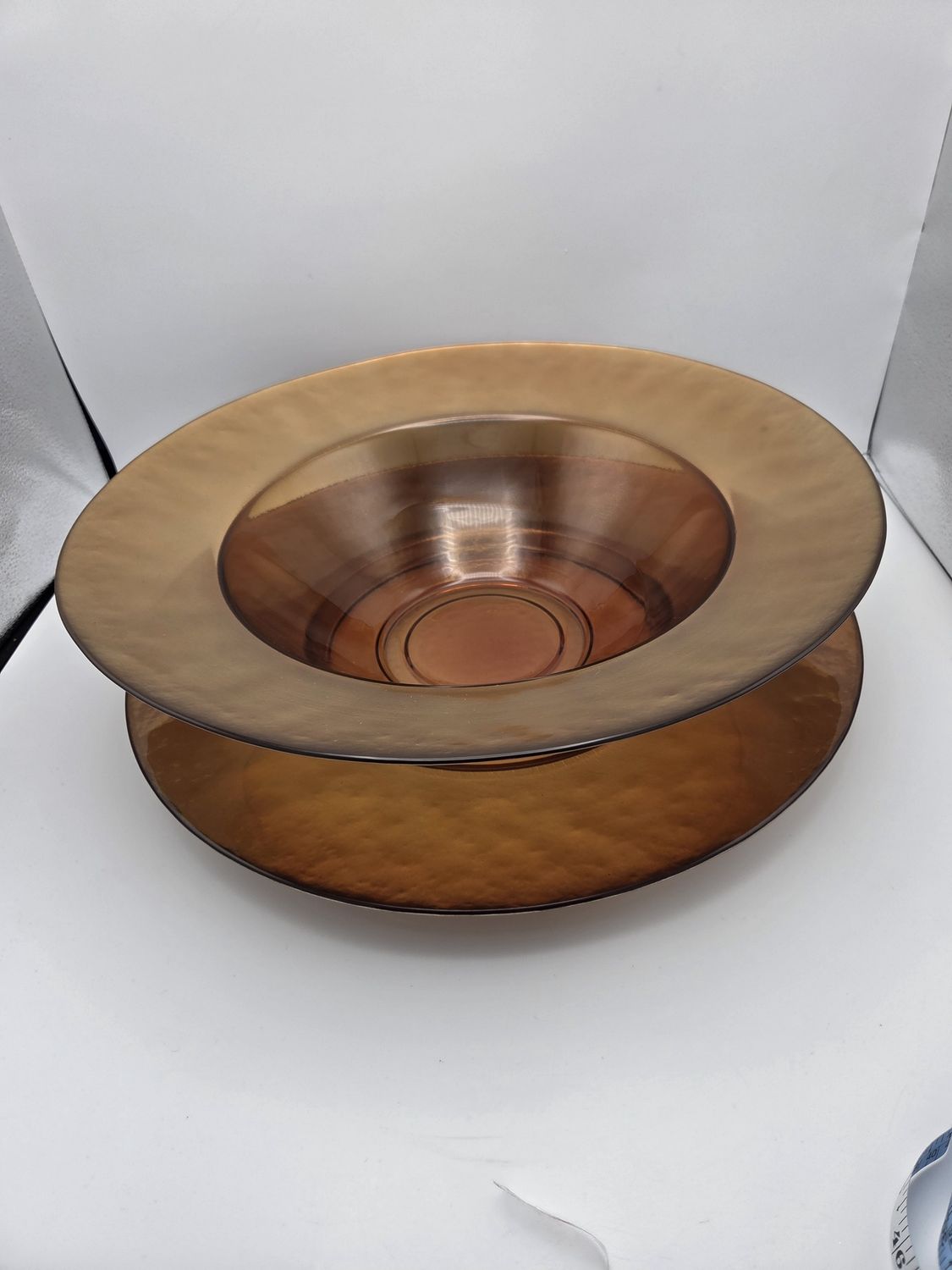 Amber Art Glass Bowl &amp; Charger