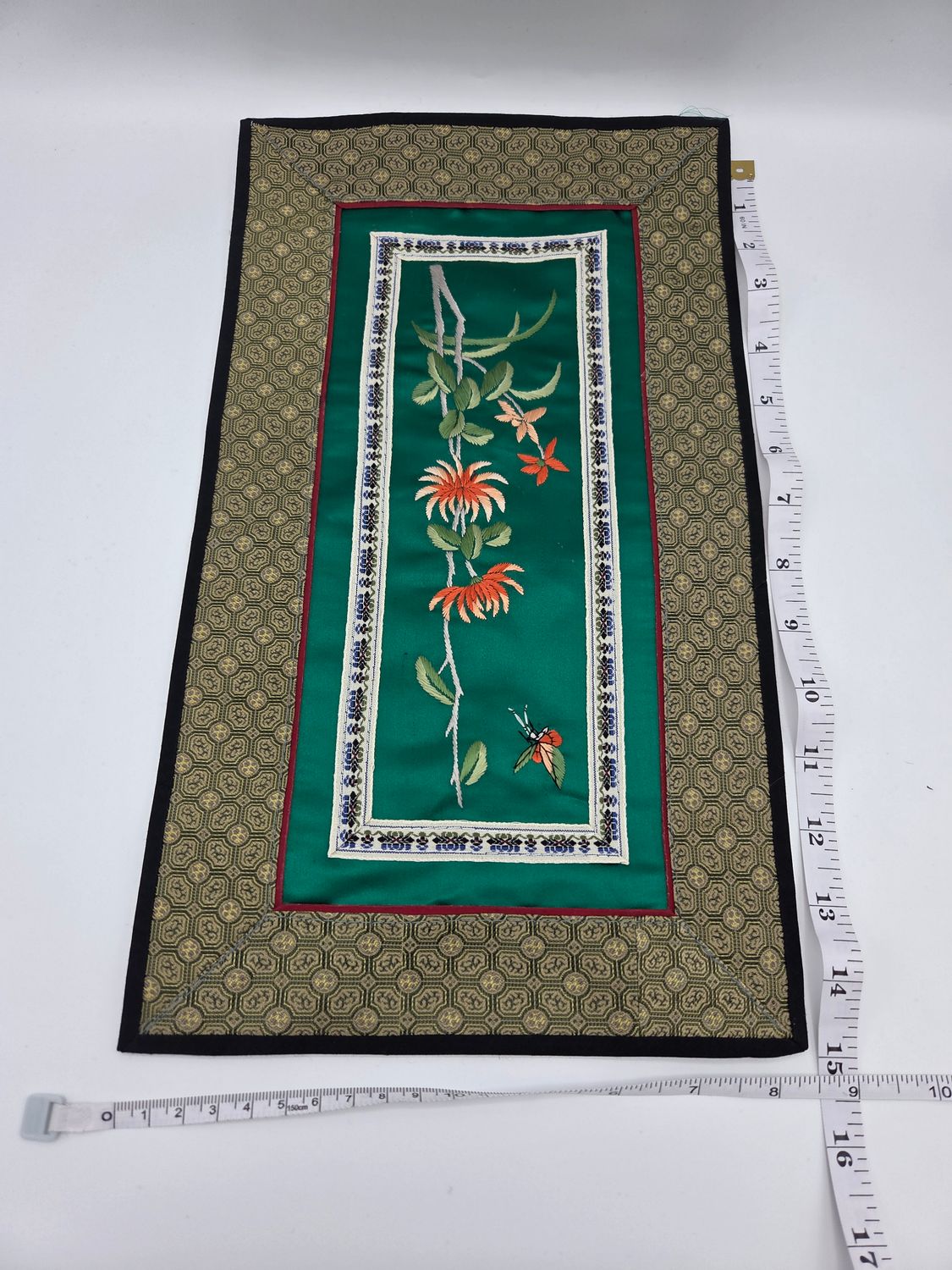 Silk Embroidered Floral &amp; Butterfly Panel