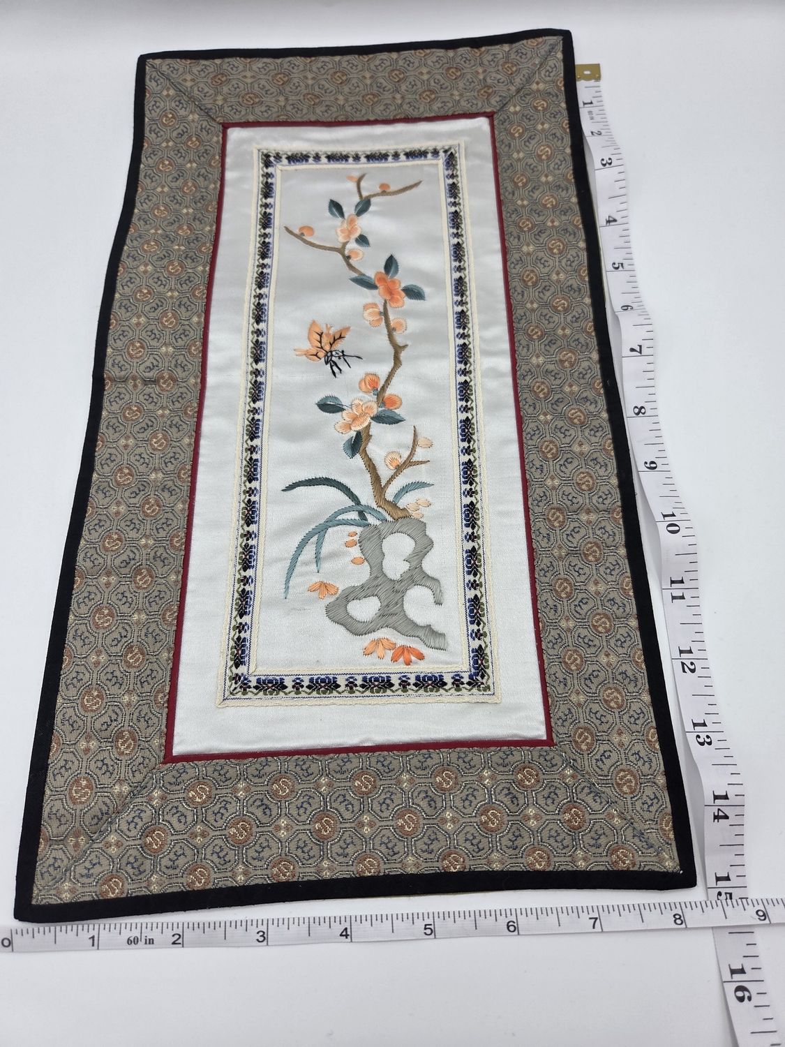 Silk Embroidery Ivory Blossom &amp; Butterfly