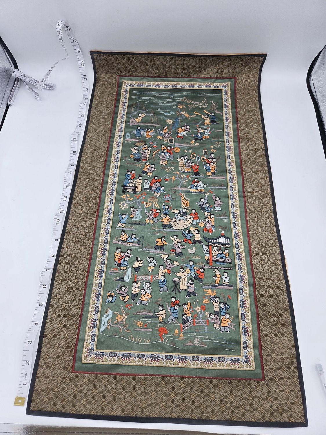 Silk Embroidered Festival Scene Panel