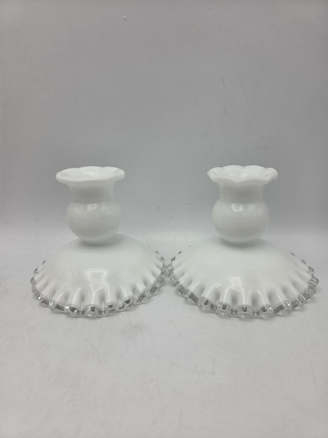 2 Fenton Silver Crest Candle Holders