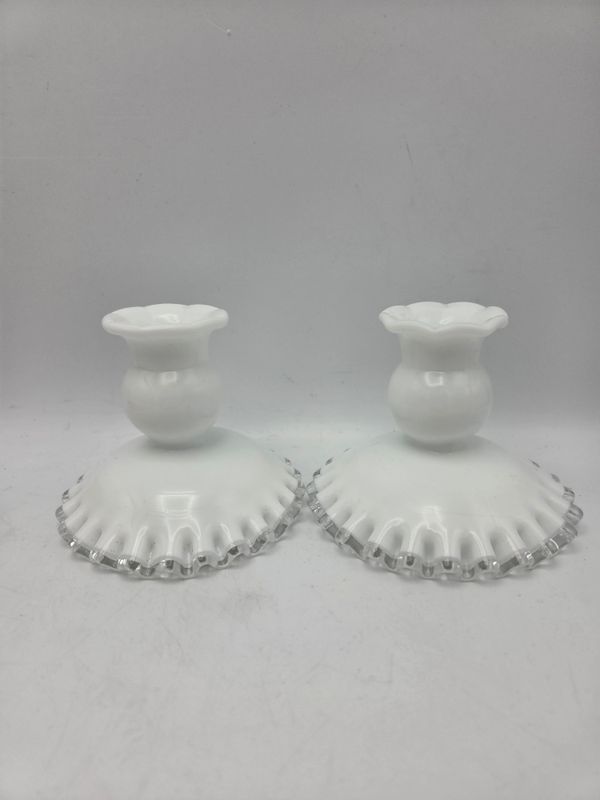 2 Fenton Silver Crest Candle Holders