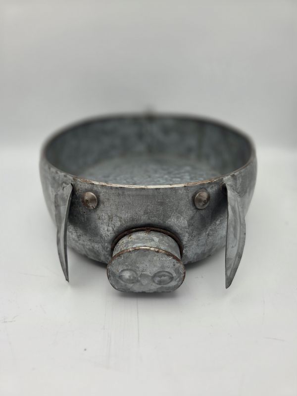 Galvanized Metal Pig Bowl Planter