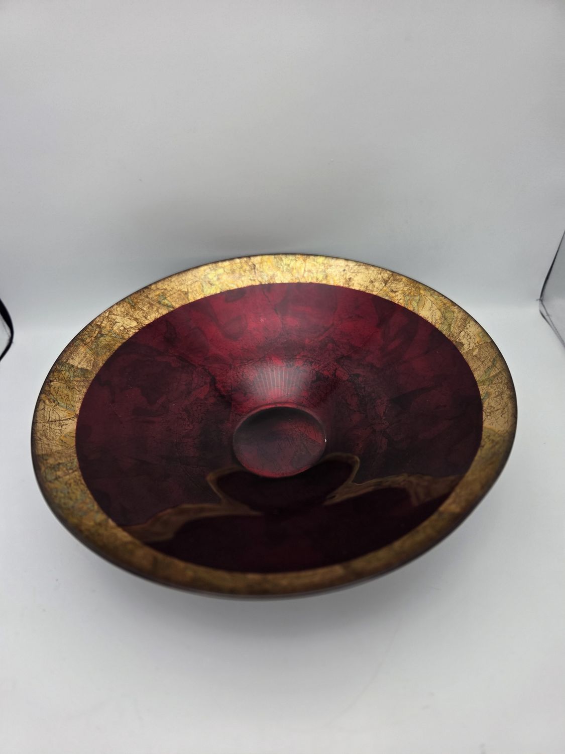 Handcrafted Italian Red &amp; Gold Bowl