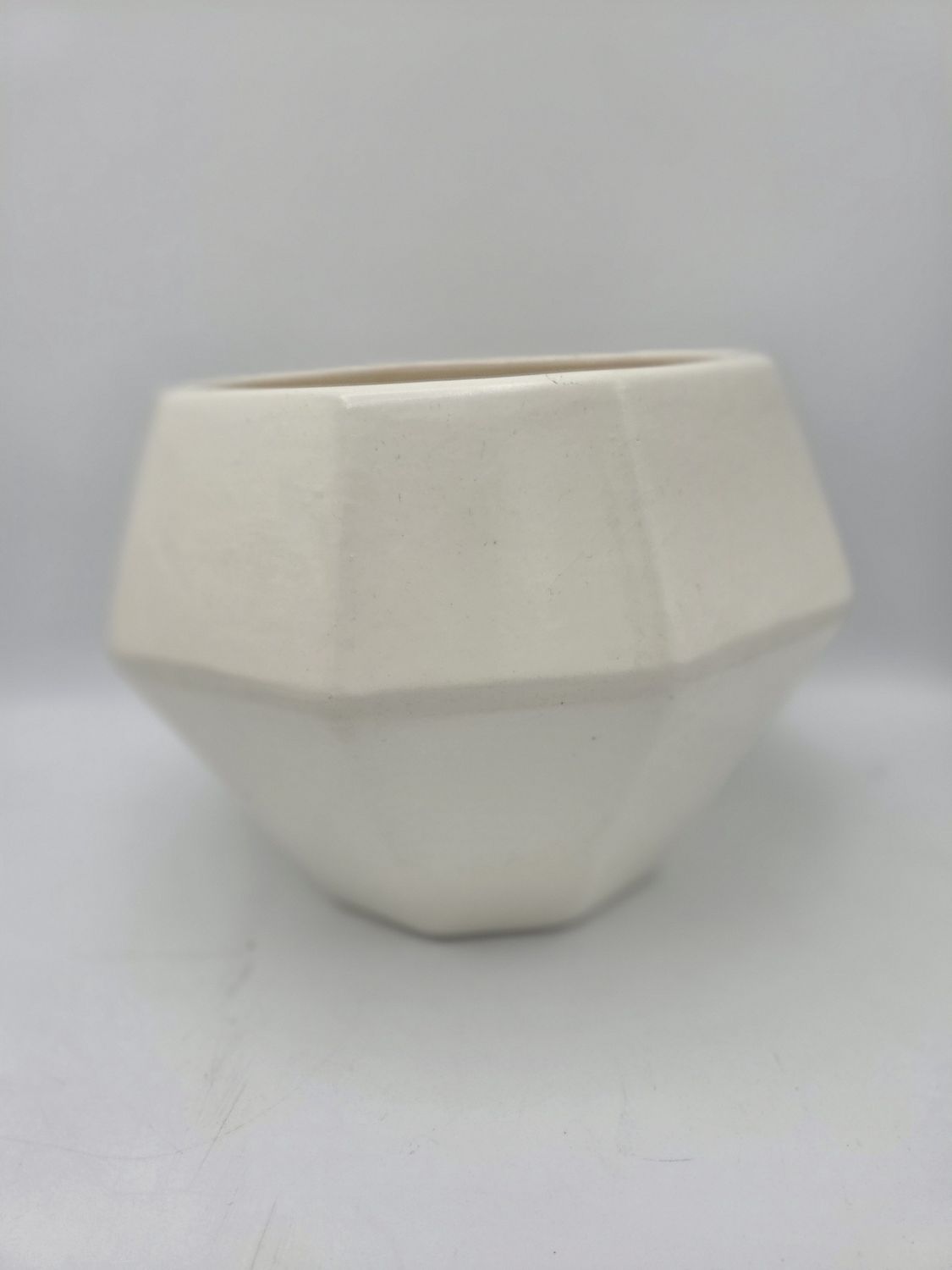 White Faceted Ceramic Planter Pot