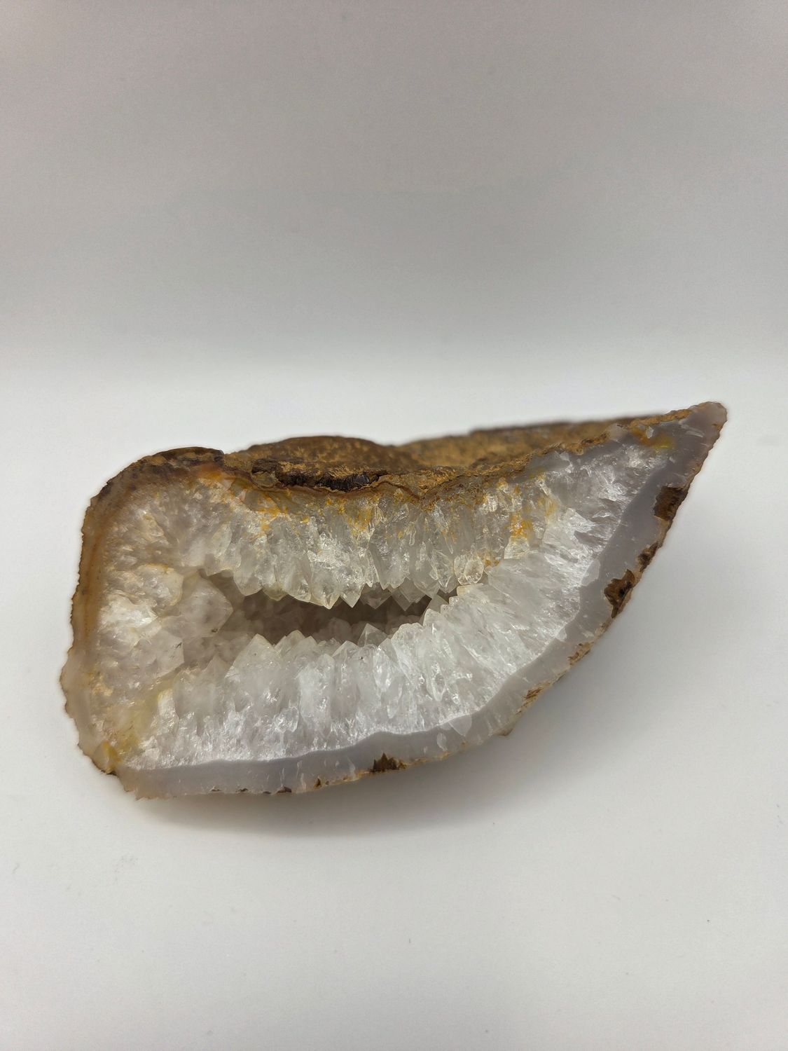 Natural White Quartz Crystal Geode Half
