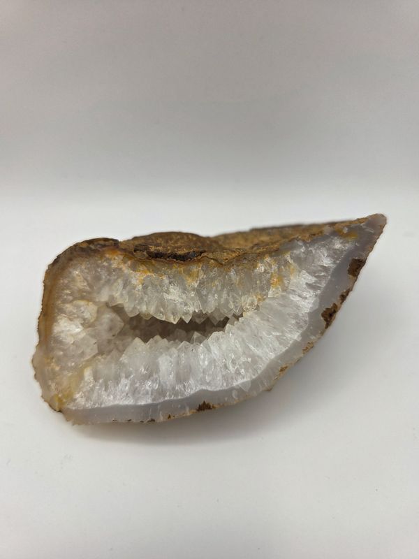 Natural White Quartz Crystal Geode Half