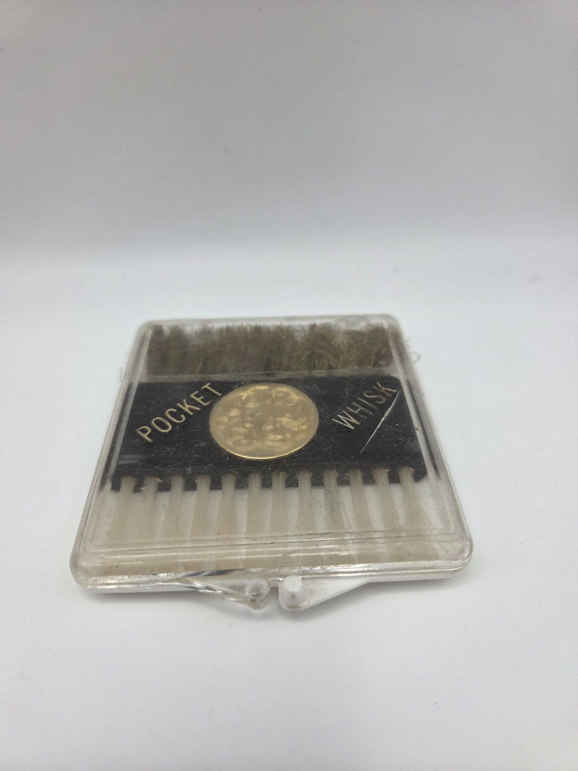Vintage Pocket Whisk Brush Monogram Medallion