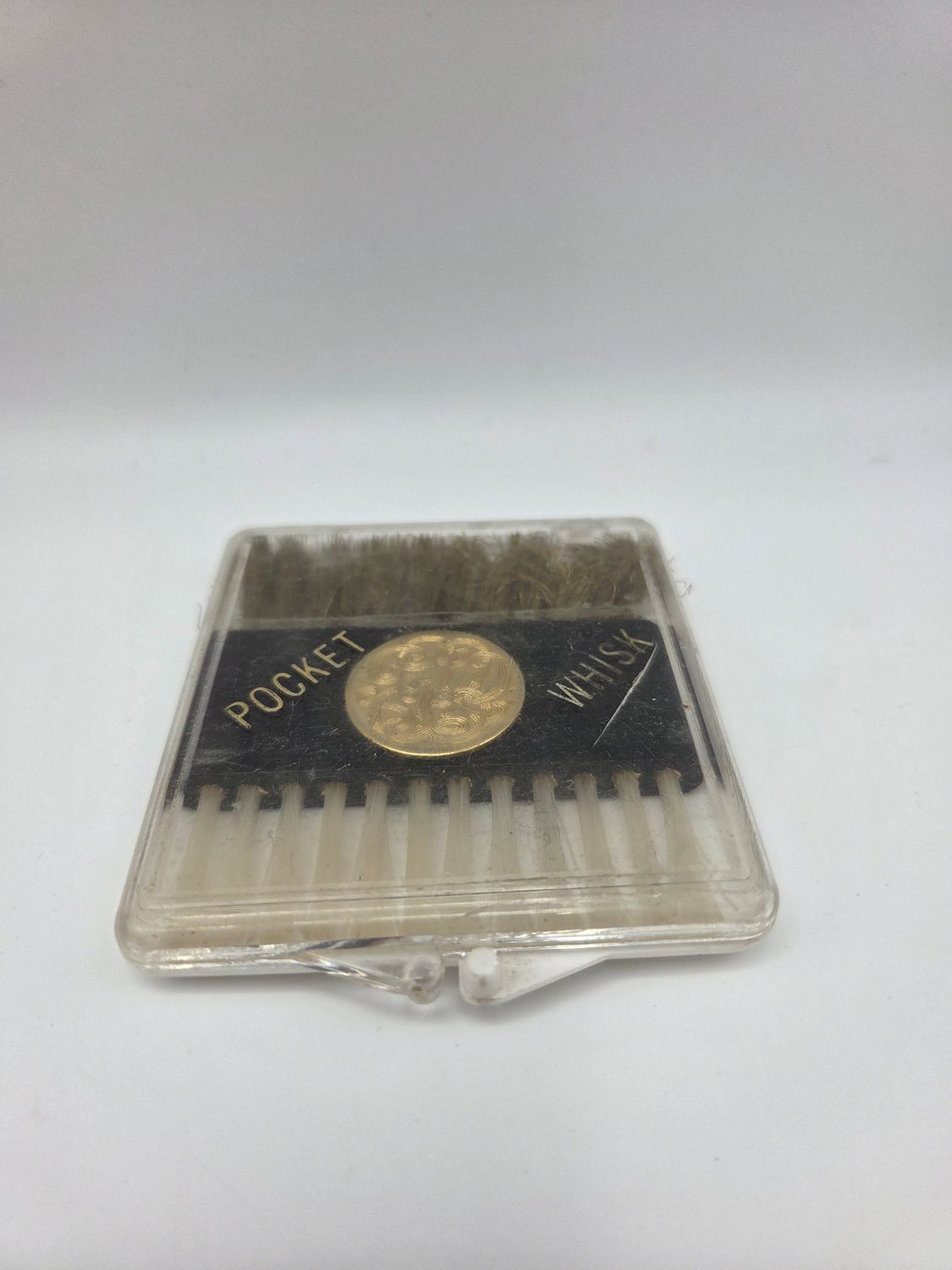 Vintage Pocket Whisk Brush Monogram Medallion