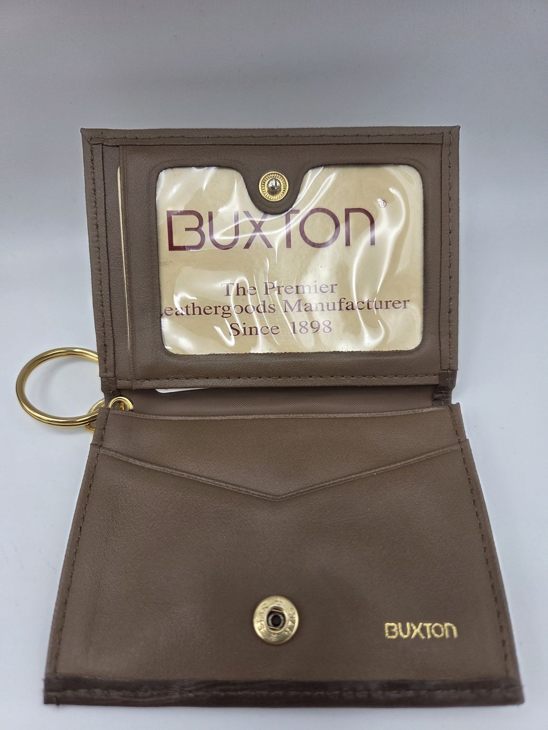 Buxton Brown Leather Key Ring Wallet