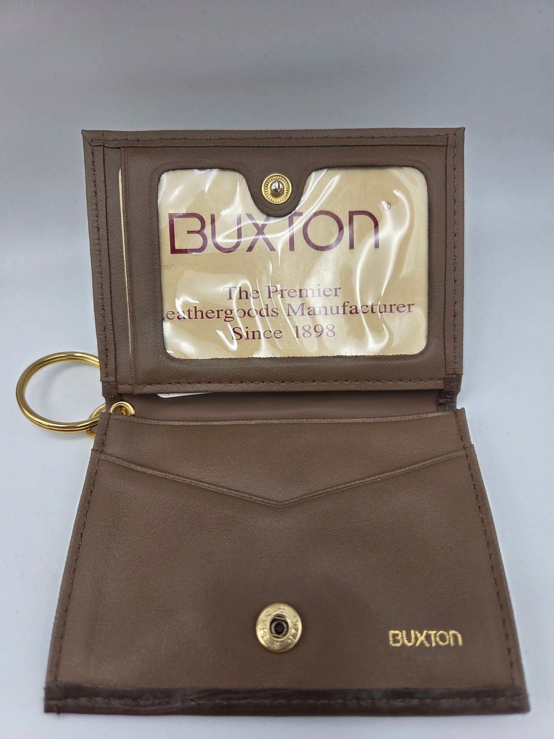 Buxton Brown Leather Key Ring Wallet