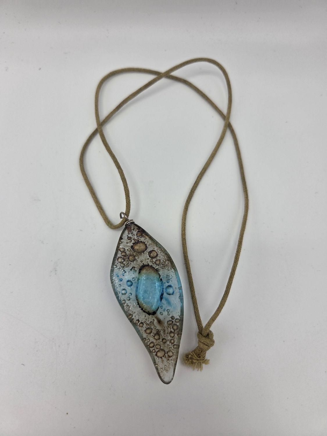 Blue &amp; Amber Bubble Teardrop Pendant Necklace