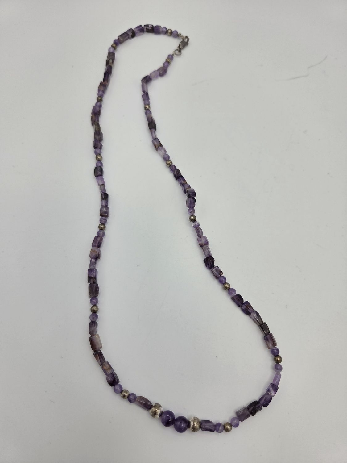 Amethyst Brass-Tone Accent Bead Necklace