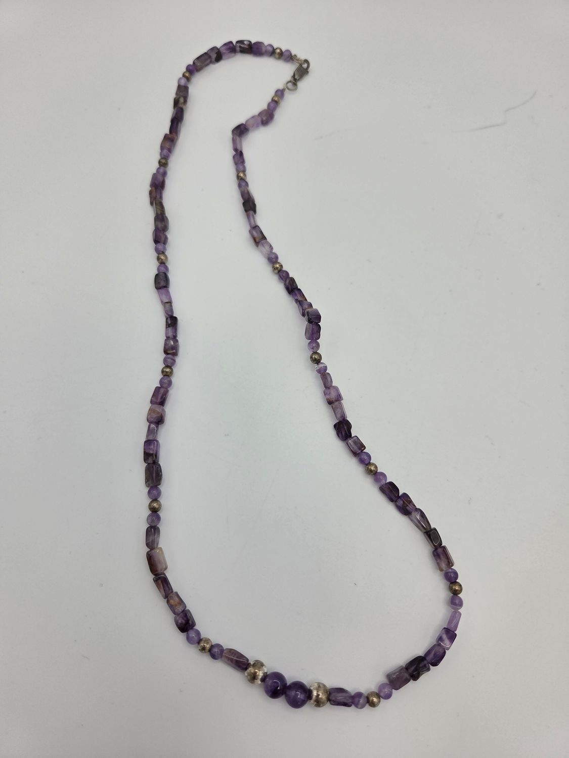 Amethyst Brass-Tone Accent Bead Necklace