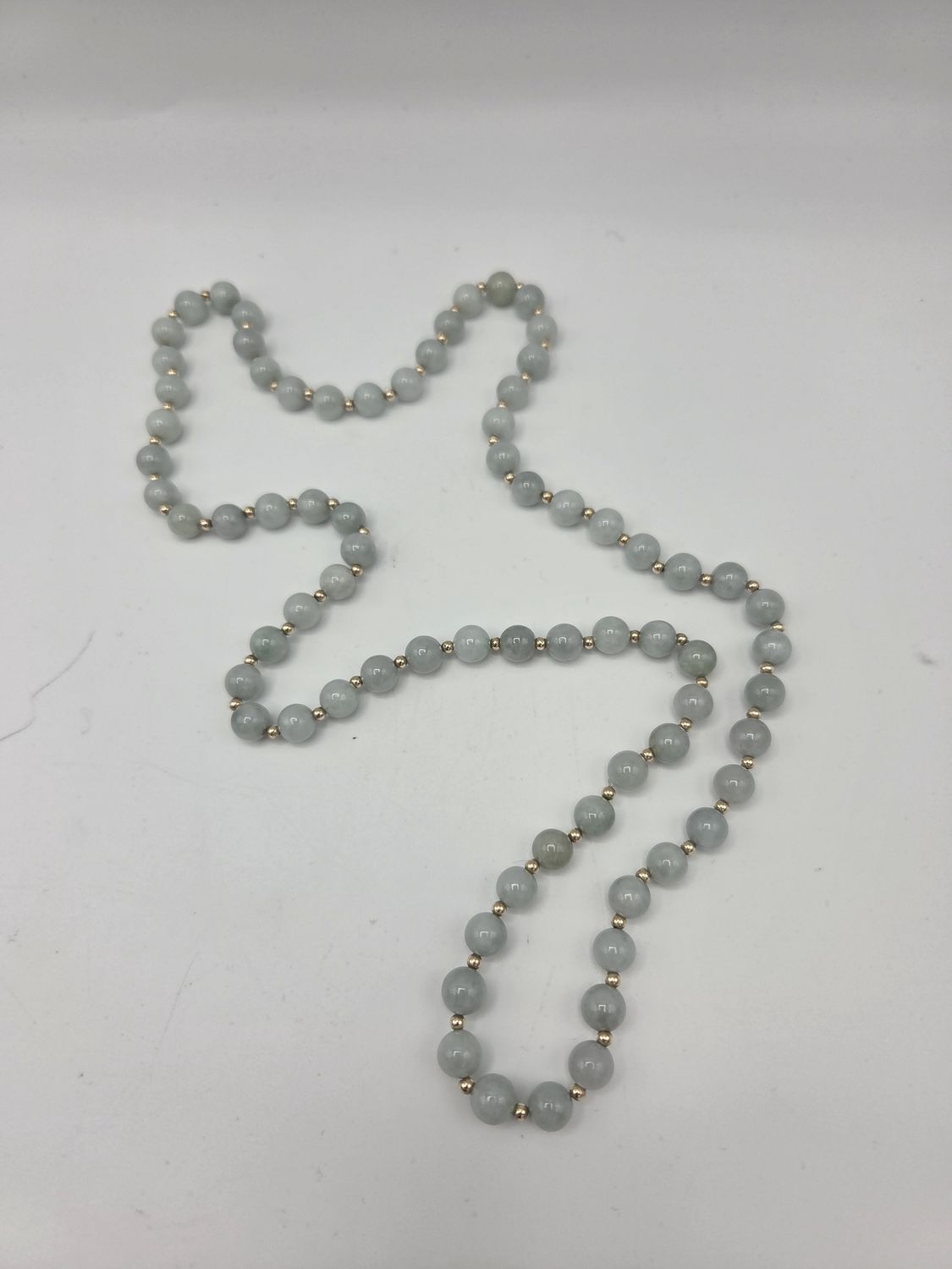 Green Stone Gold-Tone Spacer Bead Necklace
