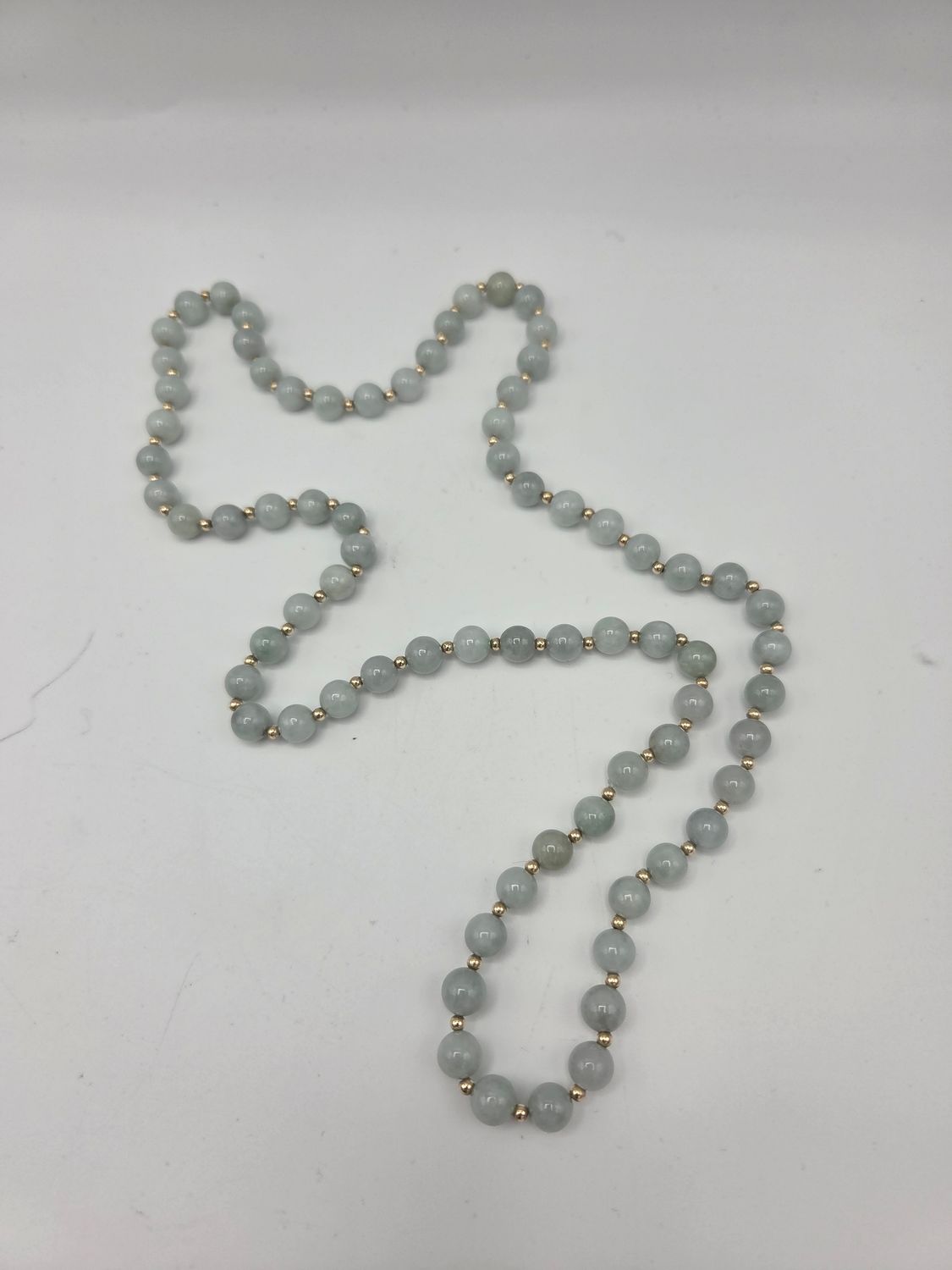 Jadeite Gold-Tone Spacer Bead Necklace