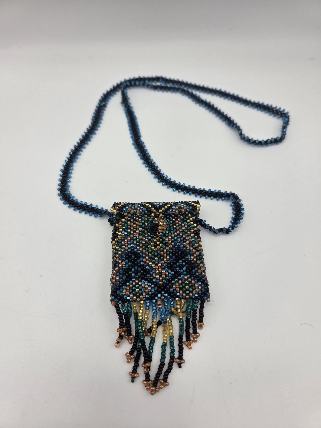 Beadwork Necklace Pouch with Fringe