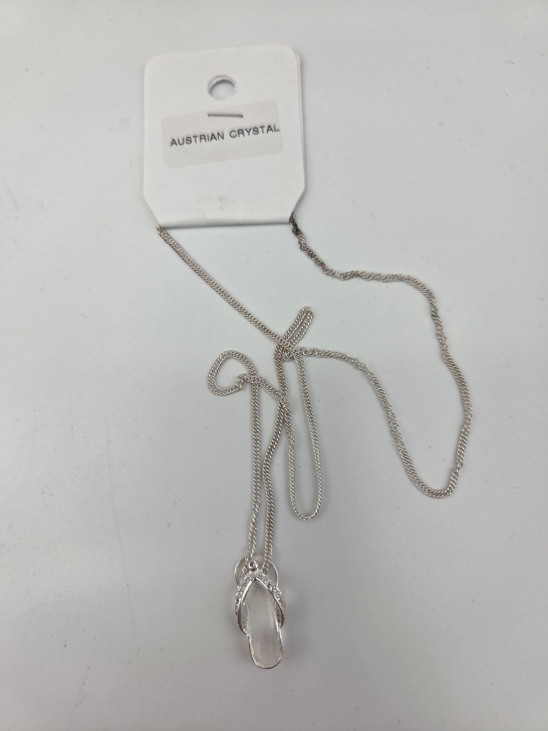 Austrian Crystal 925 Flip-Flop Sandal Necklace
