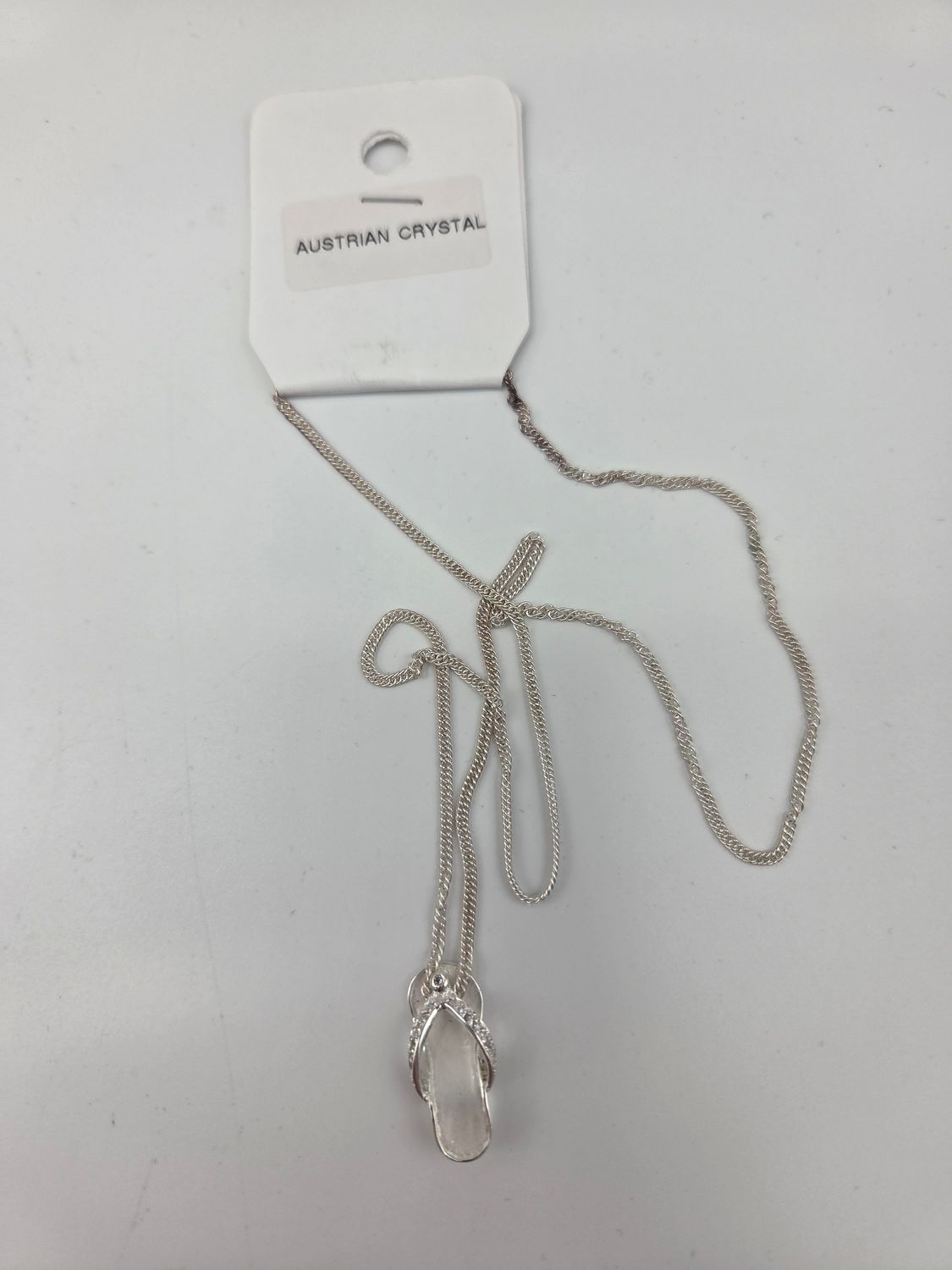 Austrian Crystal 925 Flip-Flop Sandal Necklace