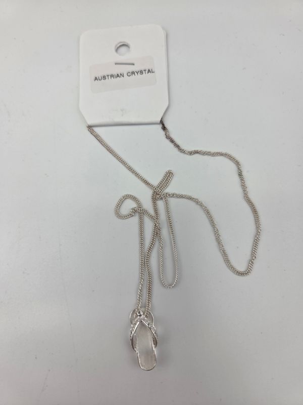 Austrian Crystal 925 Flip-Flop Sandal Necklace
