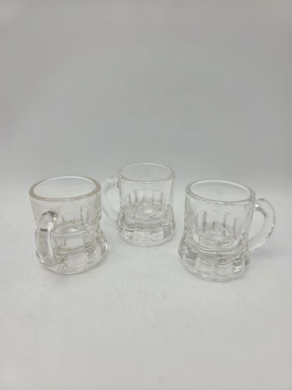 3 Vintage Federal Glass Mini Beer Mug