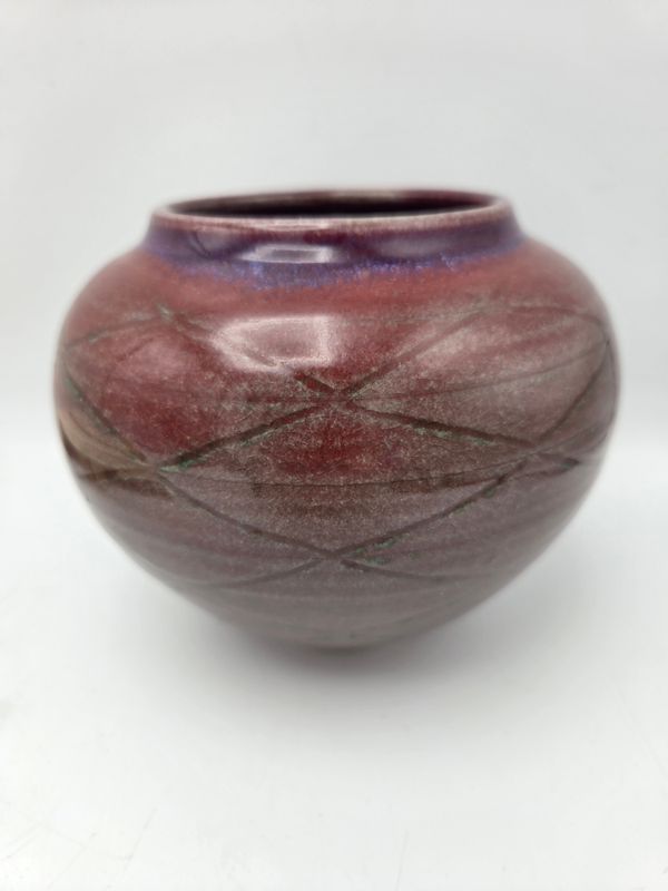 Signed Mauve Geometric Vase