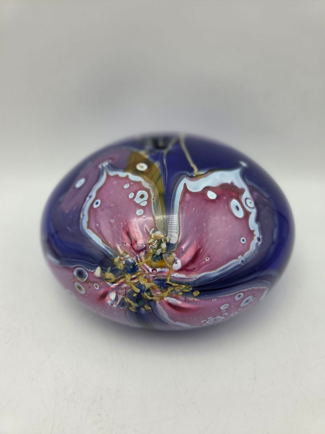 Abstract Flower Glass Paperweight