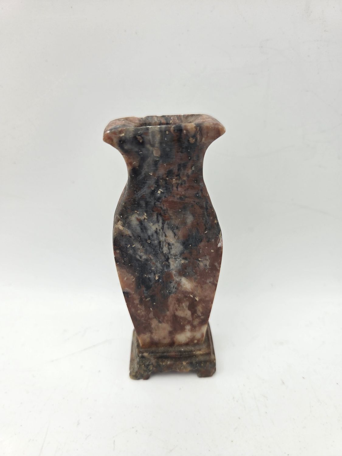 Small Brown Carved Stone Bud Vase