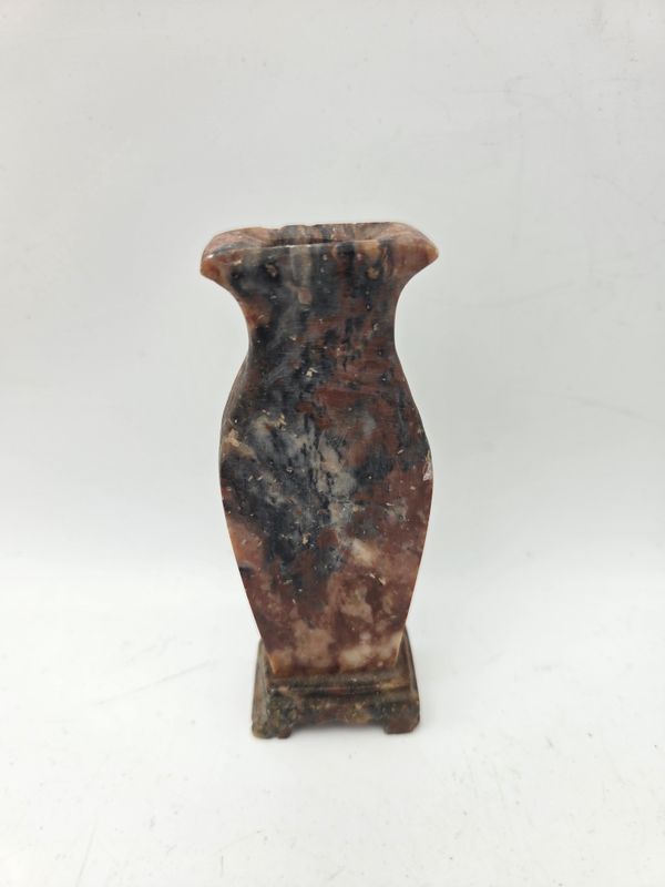 Small Brown Carved Stone Bud Vase