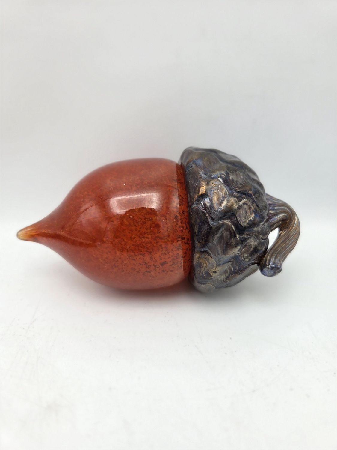 Signed Iridescent Art Glass Acorn Sculpture