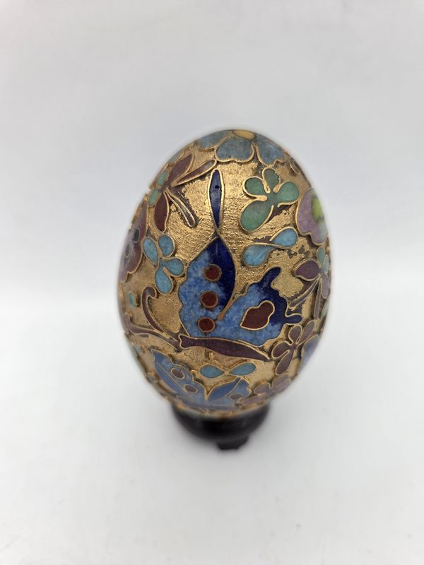 Blue Butterfly Vintage Cloisonne Egg