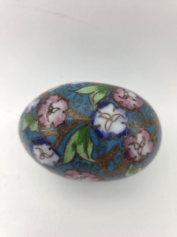 Blue Floral Enamel Mini Cloisonne Egg