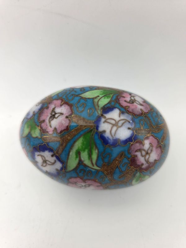 Blue Floral Enamel Mini Cloisonne Egg