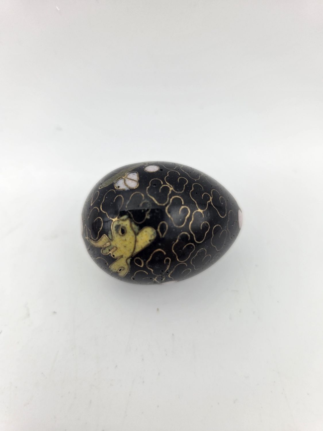 Black Floral Enamel Mini Cloisonne Egg