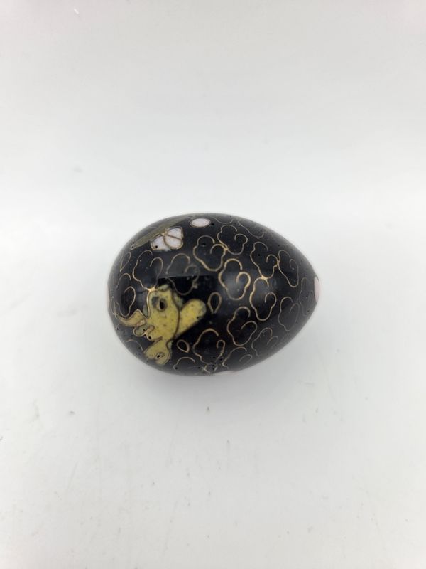 Black Floral Enamel Mini Cloisonne Egg