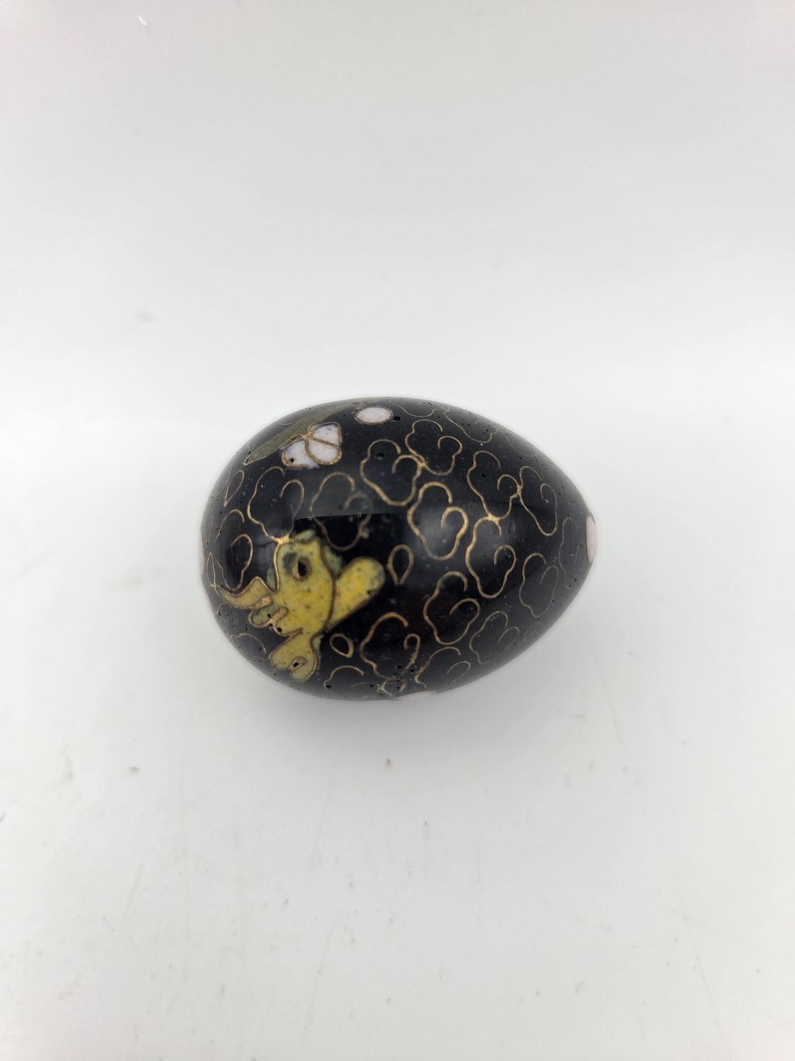 Black Floral Enamel Mini Cloisonne Egg