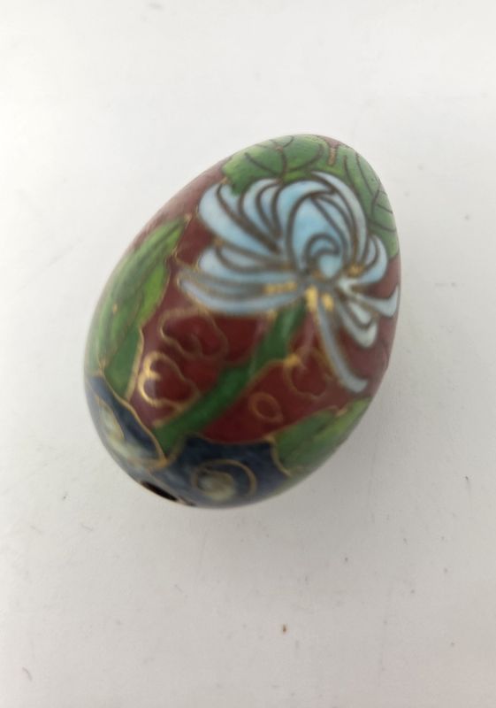 Red Floral Enamel Mini Cloisonne Egg